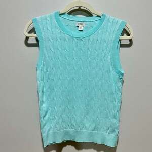 J. Crew Factory Cable Knit Sweater Vest 100% cotton in Blue Sz S